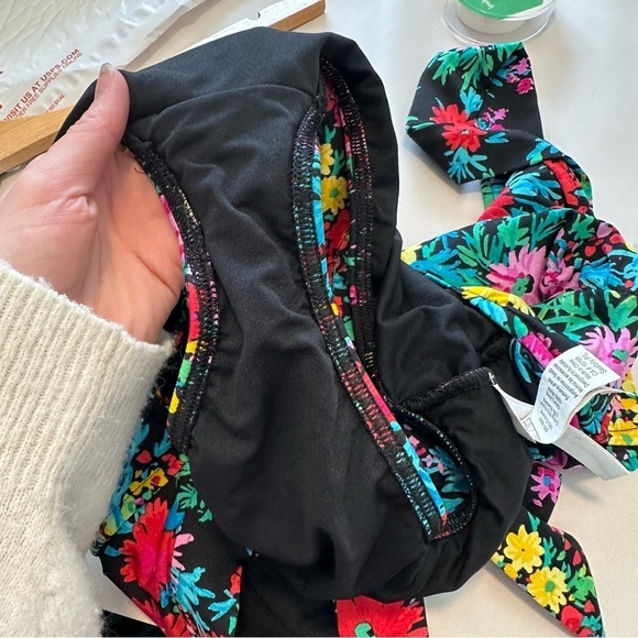 Seafolly black floral print one piece tie around the neck swimsuit - Picture 8 of 13
